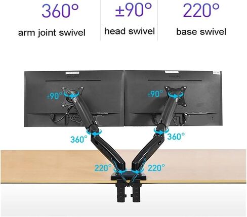 F160 Gas Spring Desktop 17-inch-27-inch Dual Monitor Stand arm Monitor mounting Bracket, Each arm Load-Bearing 2-9 kg(2025 Matte Charcoal) in Saudi Arabia