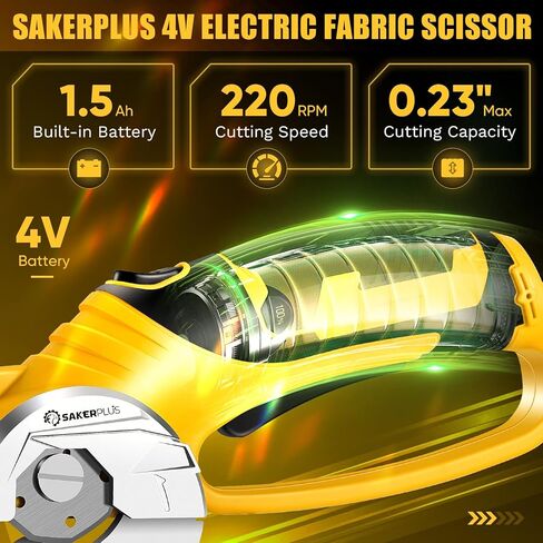 Cordless Electric Scissors,4V Rechargeable Cardboard Box Cutter Heavy Duty Fabric Scissor with Safety Lock & LED Light,Power Rotary Cutter for Leather Carpet Plastic Cutting,Sewing,Crafting in Kuwait