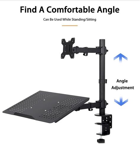Desktop Computer Stand Mechanical Mounting Bracket for 12" - 32" Monitor Stand + 12" - 17" Laptop Monitor Double Arm Stand(Single Arm) in Saudi Arabia