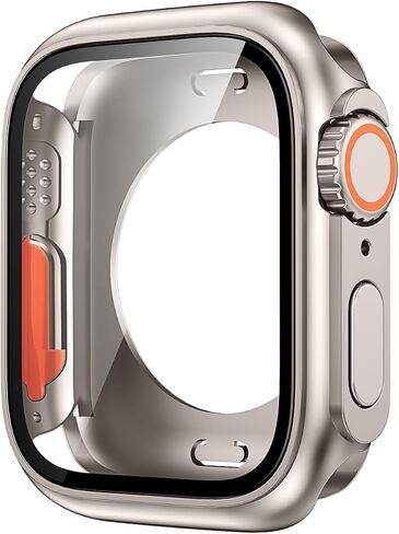 VeveXiao Compatible with Apple Watch Series 10 (2024) 46mm Screen Protector Change to Ultra, PC Case Tempered Glass Film Bumper Protective Cover for iWatch 46mm Series 10,Titanium in Saudi Arabia