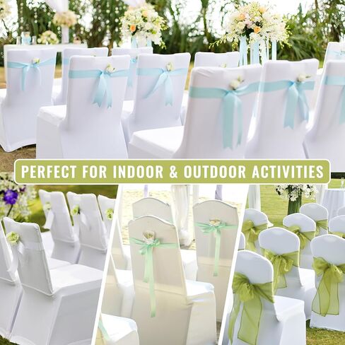 بالونو غطاء كرسي سباندكس ابيض من البوليستر، اغطية كراسي غرفة الطعام وغرفة المعيشة، اغطية واقية لحفلات الزفاف والعطلات والولائم والاحتفالات (36) in Kuwait