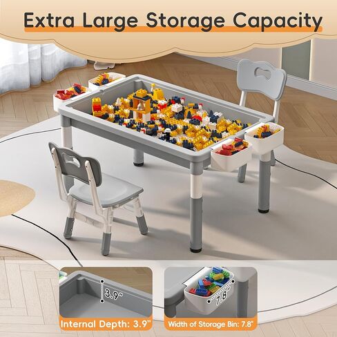 Ybaiwana Toddler Table and Chair Set, Height Adjustable Kids Table and Chairs Set of 4, 47.2''L x 23.6''W Toddler Table for Reading, Drawing, Eating, for Girls & Boys Age 2-10, Burlywood in Kuwait