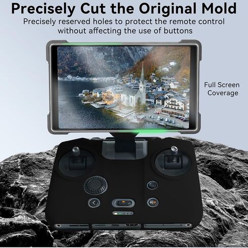 Craznick RC Pro 2 Silicone Protective Cover - 2 in 1 Remote Control Screen Protector HD Clear Tempered Film Silicone Protection Case for DJI Mavic 4 Pro/Air 3S/Air 3 Drones Accessories Black in Saudi Arabia