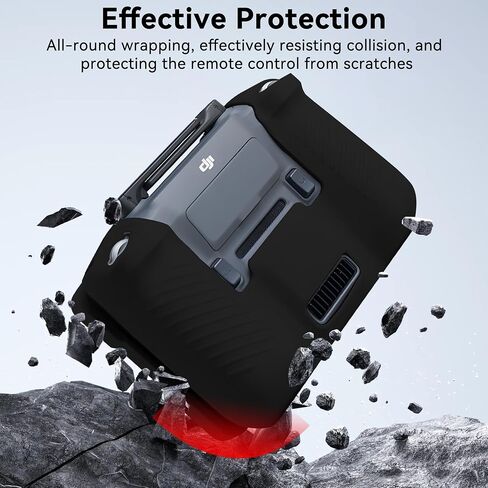 Craznick RC Pro 2 Silicone Protective Cover - 2 in 1 Remote Control Screen Protector HD Clear Tempered Film Silicone Protection Case for DJI Mavic 4 Pro/Air 3S/Air 3 Drones Accessories Black in Saudi Arabia