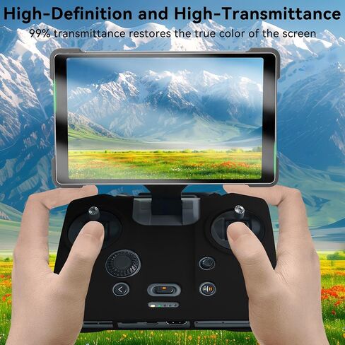 Craznick RC Pro 2 Silicone Protective Cover - 2 in 1 Remote Control Screen Protector HD Clear Tempered Film Silicone Protection Case for DJI Mavic 4 Pro/Air 3S/Air 3 Drones Accessories Black in Saudi Arabia