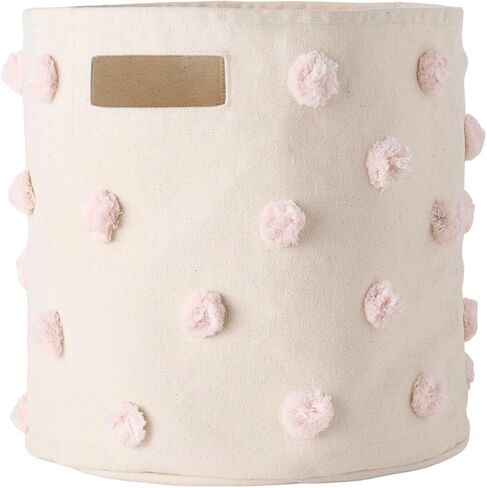 Pehr Pom Pom Basket, Bin (Blush) | 100% Cotton Canvas Storage for Nursery, Playroom & Home | Decorative Organizer | 13"D x 12"H in Saudi Arabia