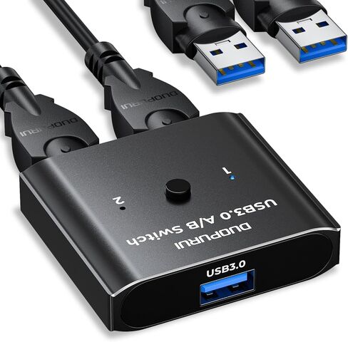 USB 3.0 Switch 2 in 1 Out / 1 in 2 Out Bi-Directional,USB Switcher 2 Computers Share Printer Keyboard Mouse Scanner,Printer Splitter for 2 Computers with 2 USB3.0 Cables (USB3.0) in Saudi Arabia