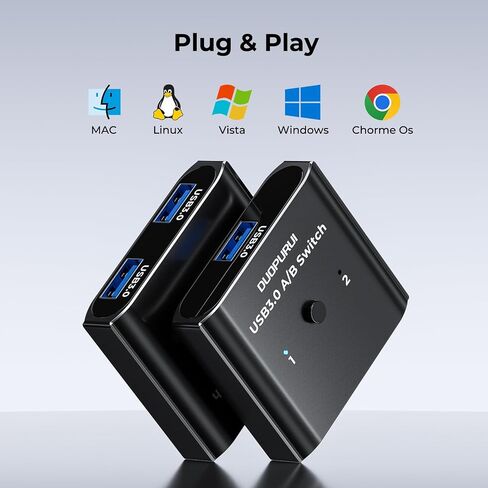 USB 3.0 Switch 2 in 1 Out / 1 in 2 Out Bi-Directional,USB Switcher 2 Computers Share Printer Keyboard Mouse Scanner,Printer Splitter for 2 Computers with 2 USB3.0 Cables (USB3.0) in Saudi Arabia