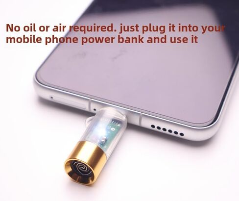 Type-C Plug-in Electric Lighter, Windproof Tungsten Filament, Portable Mini Design, Gold (Transparent Gold) in Kuwait