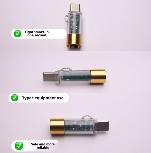 Type-C Plug-in Electric Lighter, Windproof Tungsten Filament, Portable Mini Design, Gold (Transparent Gold) in Kuwait