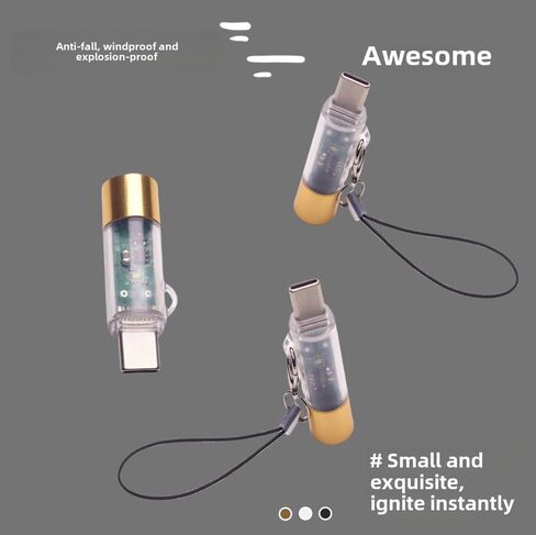 Type-C Plug-in Electric Lighter, Windproof Tungsten Filament, Portable Mini Design, Gold (Transparent Gold) in Kuwait