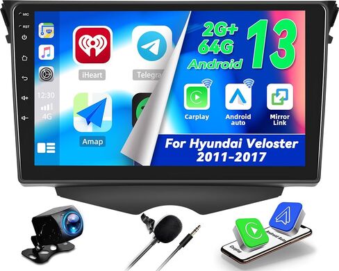 CAMECHO 2+64G Android 13 Car Stereo for Hyundai Veloster 2011-2017,Wireless CarPlay & Android Auto Car Radio, 9" Touch Screen in-Dash GPS with Bluetooth WiFi RDS SWC Mirror Link in Saudi Arabia
