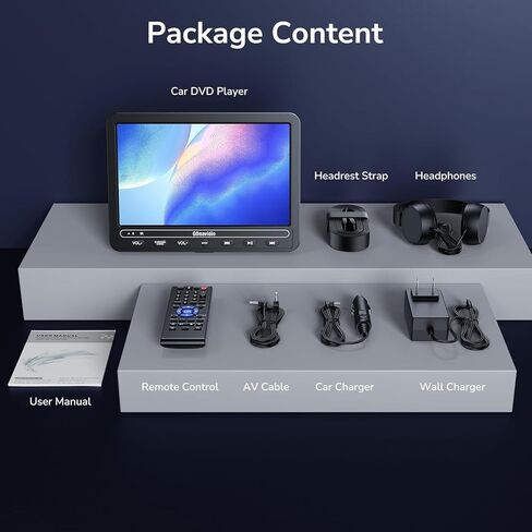 مشغل أقراص DVD 10.5 بوصة للسيارة مع بطارية مدتها 5 ساعات ، سماعات الرأس ، مسند DVD Player دعم إدخال HDMI ، مزامنة الهاتف/التلفزيون ، مقاطع فيديو 1080 بكسل ، USB SD ، آخر الذاكرة ، المنطقة المجانية in Kuwait