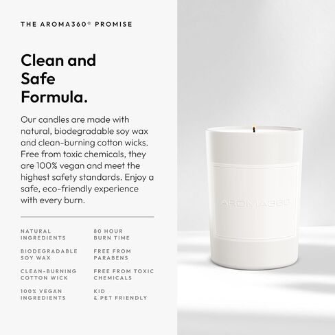 Aroma360 - Dream On 11oz Candle - Luxury Scented Candles with Essential Oils - White Tea, Sweet Vanilla & Earthy Cedar - Aromatherapy - Soy Candles - 80hr Burn in Saudi Arabia