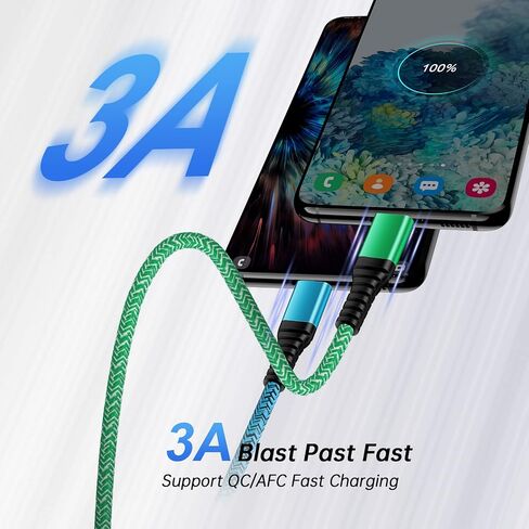 كابل شاحن USB A إلى USB C بطول 10 أقدام/3 عبوات لسيارة iPhone 15/15 Pro/15 Pro Max/15 Plus، سلك شاحن Android من النوع C شحن سريع لهاتف Samsung Galaxy A05S/A54/A53/A14/A13/A03S/S23 S22 الترا/S21/S20 in Saudi Arabia