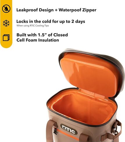 RCT Ultra-TOUT SOND CAN 20 CAN ، BAC المعزول صندوق صندوق الجليد المحمولة لتناول طعام الغداء ، والشراب ، والشراب ، والسفر ، والتخييم ، والنزهة ، والسيارة ، والرحلات ، تسرب برودة عائمة مع سحاب in Kuwait