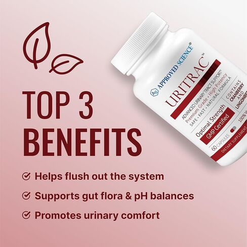 Approve Science® Uritrac™ - UTI Support - Cranberry, D-Mannose, Lingonberry - Vegan Friendly - 1 Bottle Supply in Saudi Arabia