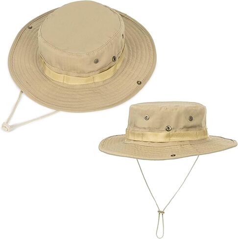 Men Women Cotton Sun Hats with Wind String UV Protection Wide Brim Boonie Bucket Hat Fisherman Safari Cap Summer Outdoor in Saudi Arabia