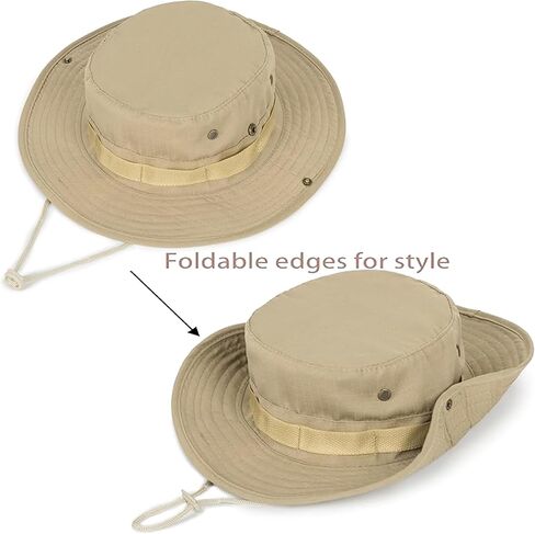 Men Women Cotton Sun Hats with Wind String UV Protection Wide Brim Boonie Bucket Hat Fisherman Safari Cap Summer Outdoor in Saudi Arabia