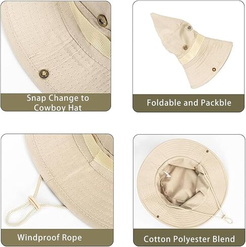 Men Women Cotton Sun Hats with Wind String UV Protection Wide Brim Boonie Bucket Hat Fisherman Safari Cap Summer Outdoor in Saudi Arabia