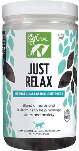 Only Natural Pet - Just Relax Herbal Calming Soft Chews for Dogs | Natural Anxiety Relief Treats, Premium Dog Relaxation Aid, Stress and Anxiety Relief Supplement - Bacon Flavor - 60 Soft Chews in Saudi Arabia