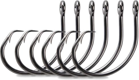 Mustad Demon Circle Hook, in Line, Wide Gap - Black Nickel-Size 6/0 - Pack of 25 in Saudi Arabia