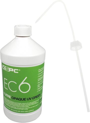 XSPC EC6 Opaque Premix PC Coolant (1000mL) with Filling Cap/Straw Bundle, UV Green in Kuwait