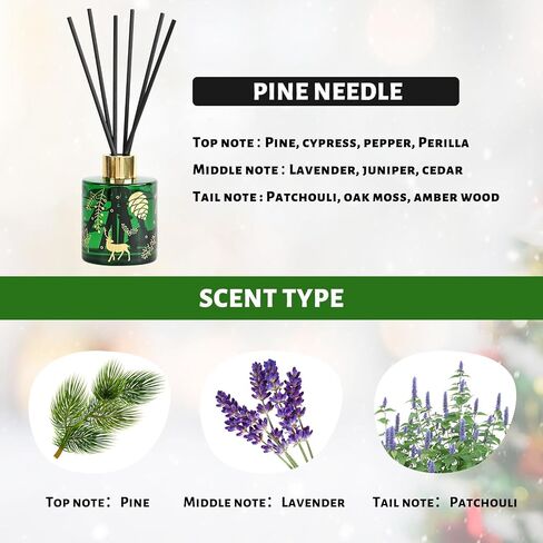 Reed Diffuser Set, Pine Tree Scented,8 Scent Diffuser Sticks with Christmas Bottle Design,Home Decor Bedroom Living Room Bathroom Office in Saudi Arabia