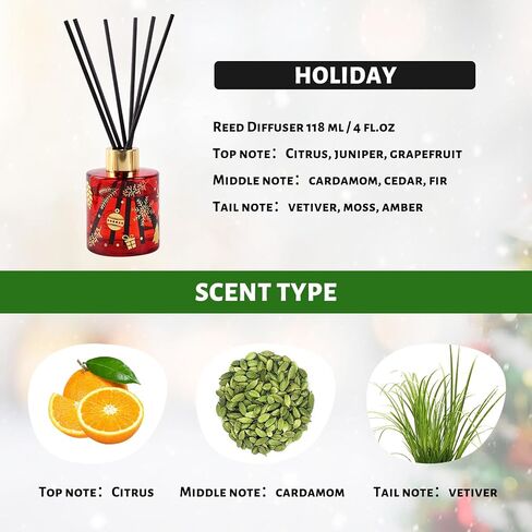 Reed Diffuser Set, Pine Tree Scented,8 Scent Diffuser Sticks with Christmas Bottle Design,Home Decor Bedroom Living Room Bathroom Office in Saudi Arabia