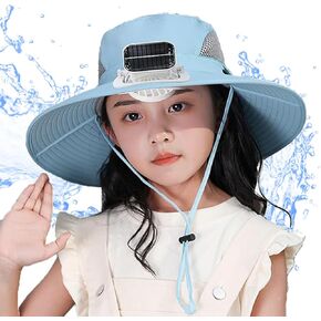 Wide Brim Solar Fan Hat for Kids -UV Protection Summer Hat with Solar-Powered Cooling Fan for Toddlers & Breathable Sun Hats
