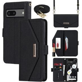 Jaorty fit for Google Pixel 7 Wallet Case,Pixel 7 Case,Premium PU Leather Flip Folio Case with Card Slot,Stand Holder,Magnetic Closure TPU Shockproof Interior Protective Case for Pixel 7,Black