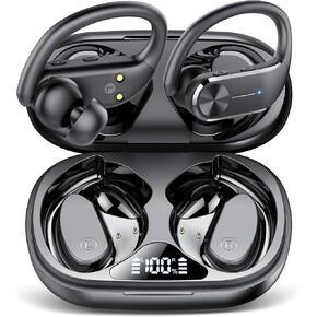 Ear buds Wireless Bluetooth Earbuds 2024 NEW Sport Bluetooth 5.3 Headphones with LED Display ,68H Playtime,Powerful Bass Over Ear Earphones with Earhooks IP8 Waterproof for Gym/Running/Workout