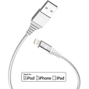 LAX Durable Braided [Apple MFi Certified] Fast Charger iPhone Lightning Cable, iPhone Cord Compatible with iPhone 14/13 /12/11 Pro Max/XS MAX/XR/XS/X/8/7/6S/6/SE/5S/iPad, iPod & More - (6FT-Silver)