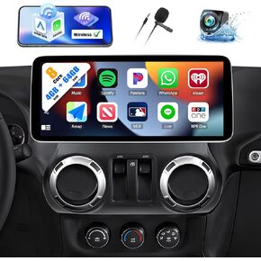 [8 Core 4G+64G] Android 13 Car Stereo لجيب Wrangler JK 2011-2017 مع Carplay Android Auto ، 12.3 '' شاشة تعمل باللمس مع WiFi & 4G/GPS Navigation ، Bluetooth ، AM/FM RDS ، SWC+كاميرا احتياطية