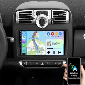 Car Stereo Fit for Benz Smart Fortwo 2005-2010 Touchscreen 9" Wireless Carplay Android Auto Android 13, Car Radio Receiver FM WiFi GPS SWC Bluetooth Backup Camera 2+32G