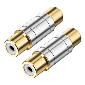 Gold Plated RCA Female to Female Coupler, 2 Pcs RCA Coupler Female to Female RCA Adapter Barrel RCA Connectors RCA Extender RCA Cables for Speakers, Car Audio, Amplifiers, HDTV, Phono