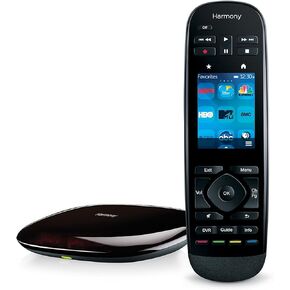 Logitech Harmony Remote with Customizable Touch Screen and Closed Cabinet RF Control - Black (Renewed)
