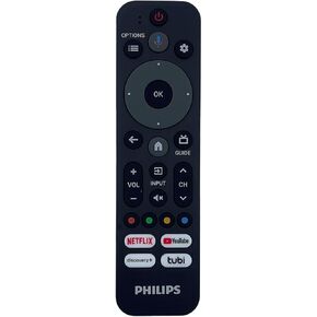 Ceybo Original URMT26CND014-GRAY Remote Control for Philips Compatible with 43PUL7652F7, 50PUL7672F7, 55PUL7672F7, 65PUL7552F7, 75PUL7552F7 - Netflix, YouTube, Tubi, Voice Command Button