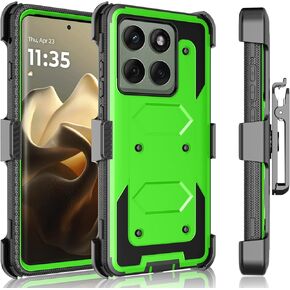 Tekcoo Holster Case for Motorola Edge 2025 / Moto Edge (2025) [Tshell] Shock Absorbing [Kickstand Locking Belt Clip] Carrying Swivel Defender Full Body Cover [Black]