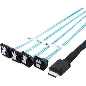 Premium-Quality OCuLink PCI-Express S-AS SFF-8611 4i to SATA 7P 90 Degree Server Hard Drive Adapter(100cm)