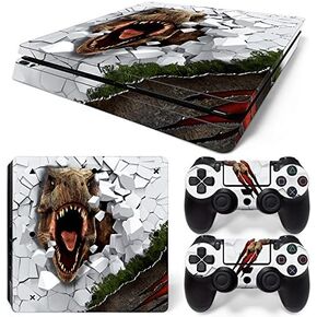 ZOOMHITSKINS Compatible with PS4 Slim Skin, Animals Fossil T-Rex Dinosaur Prehistoric, Durable & Fit, 3M Vinyl, Made in The USA