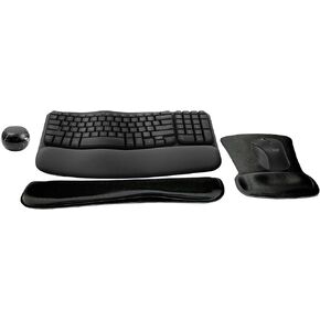 Logitech MK670 Comfort Wave Wireless Keyboard & Mouse Combo Home Office Active Lifestyle Modern Bundle with Special Edition Mini Portable Wireless Bluetooth Speaker, Gel Wrist Pad & Gel Mouse Pad