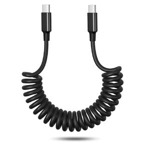 Coiled USB C Cable Car Charger Cord, OKRAY 2-Pack USB C to USB C 60W Fast Charging 4FT Retractable Type C to Type C Carplay&Android Auto Cable for iPhone 16 15 Pro Max Plus, Samsung Galaxy S25 S24 A16