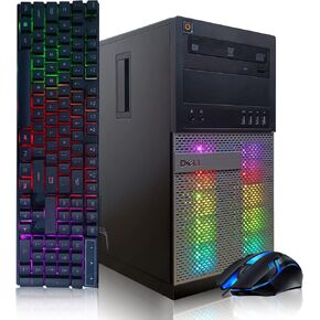 Dell Gaming PC Desktop Computer - Intel Quad I5 up to 3.6GHz, GeForce GTX 1650 4G GDDR5, 32GB Memory, 128G SSD + 3TB, RGB Keyboard & Mouse, DVD, WiFi & Bluetooth 5.0, Win 10 Pro (Renewed)