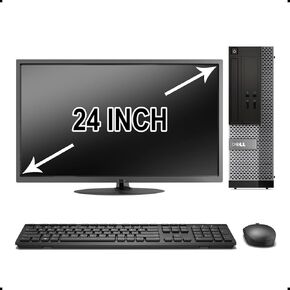 Dell Optiplex 3020 Desktop Computer PC, Intel Quad-Core i5, 240GB SSD Storage, 8GB DDR3 RAM, Windows 10 Pro, DVD, WiFi, 24in Monitor, Wireless Keyboard and Mouse (Renewed)