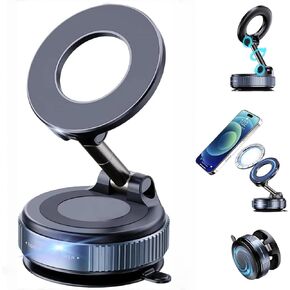 Faatchoi‌ ‌Vacuum Magnetic Phone Holder‌ - 360° Adjustable ‌Magsafe Car Mount‌, Foldable ‌Car Phone Holder‌ with Strong ‌Suction Cup Mount‌, Universal Fit for All Smartphones.