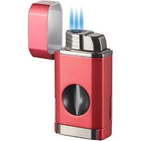 Visol Diablo Butane Torch Triple Flame Refillable Gas Lighter, Built in Cutter, Built in Holder, Windproof Adjustable Flame Lighter (Shipped Without Butane) (Gunmetal)