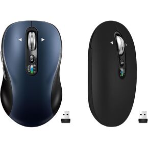 Wireless Bluetooth Mouse Rechargeable+Wireless Bluetooth Black Mouse with 1 Battery,Multi Device Ergo Computer Mouses,4-Way Super Scrolling,± 3000 DPI,8-10 Buttons,Plug&Play,Quiet