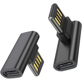POHFP 90 درجة USB إلى محول C (2 حزمة) الزاوية اليمنى من النوع C إلى محول الذكور USB C نوع محول الموصل الموسيقي المنفذ USB العمودي (متاح على اليسار واليمين)