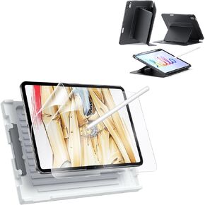 ESR 2 Pack Paper-Feel Screen Protector for iPad Air 13 Inch M3/M2+Case, Ultra-Stable Cover with Pencil Holder, Vertical Stand Cover, Flip Series, Black